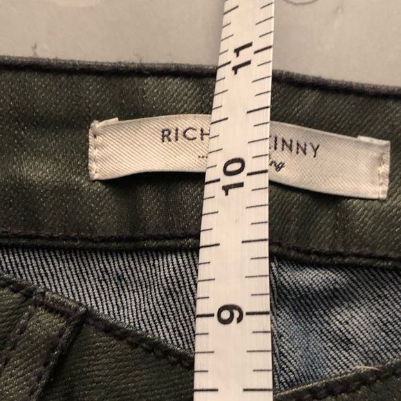 Rich & Skinny Size 30 dark green coated jeans skinny leg with black tux stripe - Picture 14 of 16